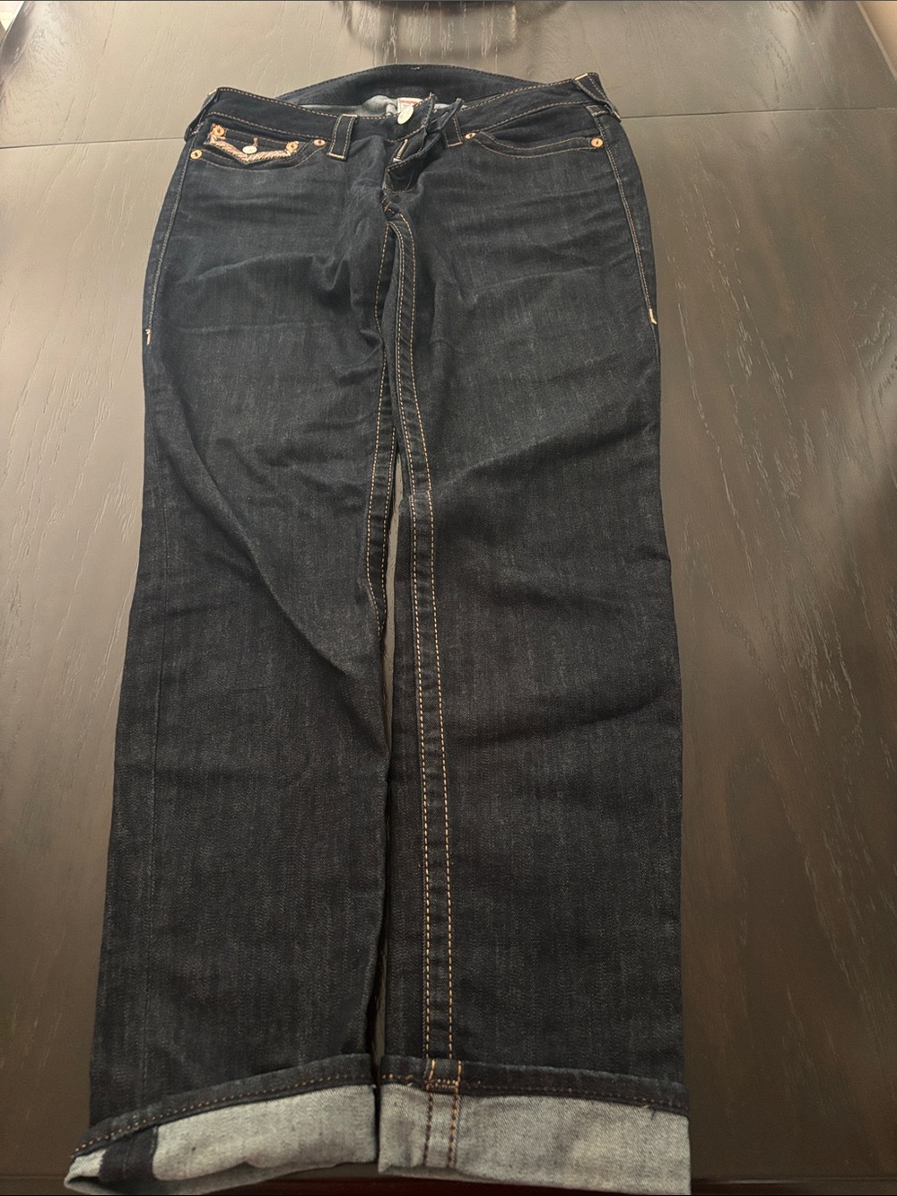 True Religion Women Dark Indigo Straight Jeans